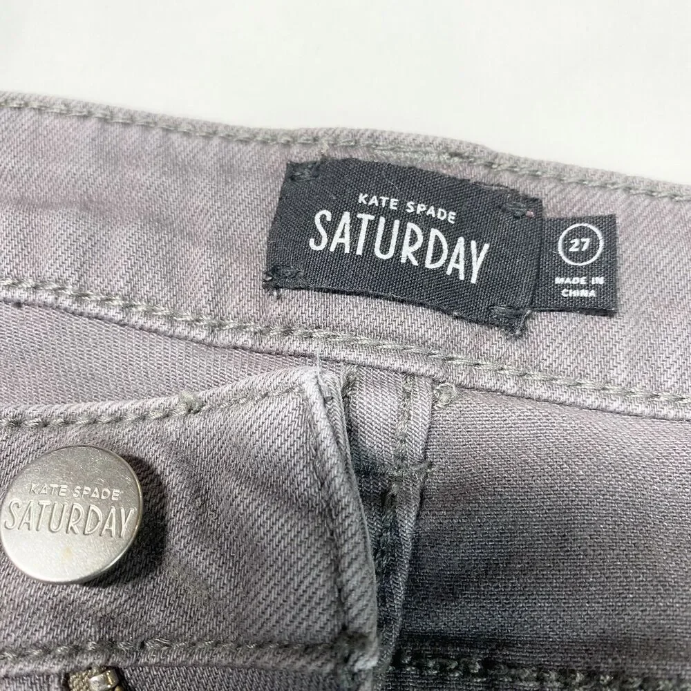 Kate Spade Jeans Saturday Skinny Womens 27 Gray Stretch Denim Jeans *Flaw